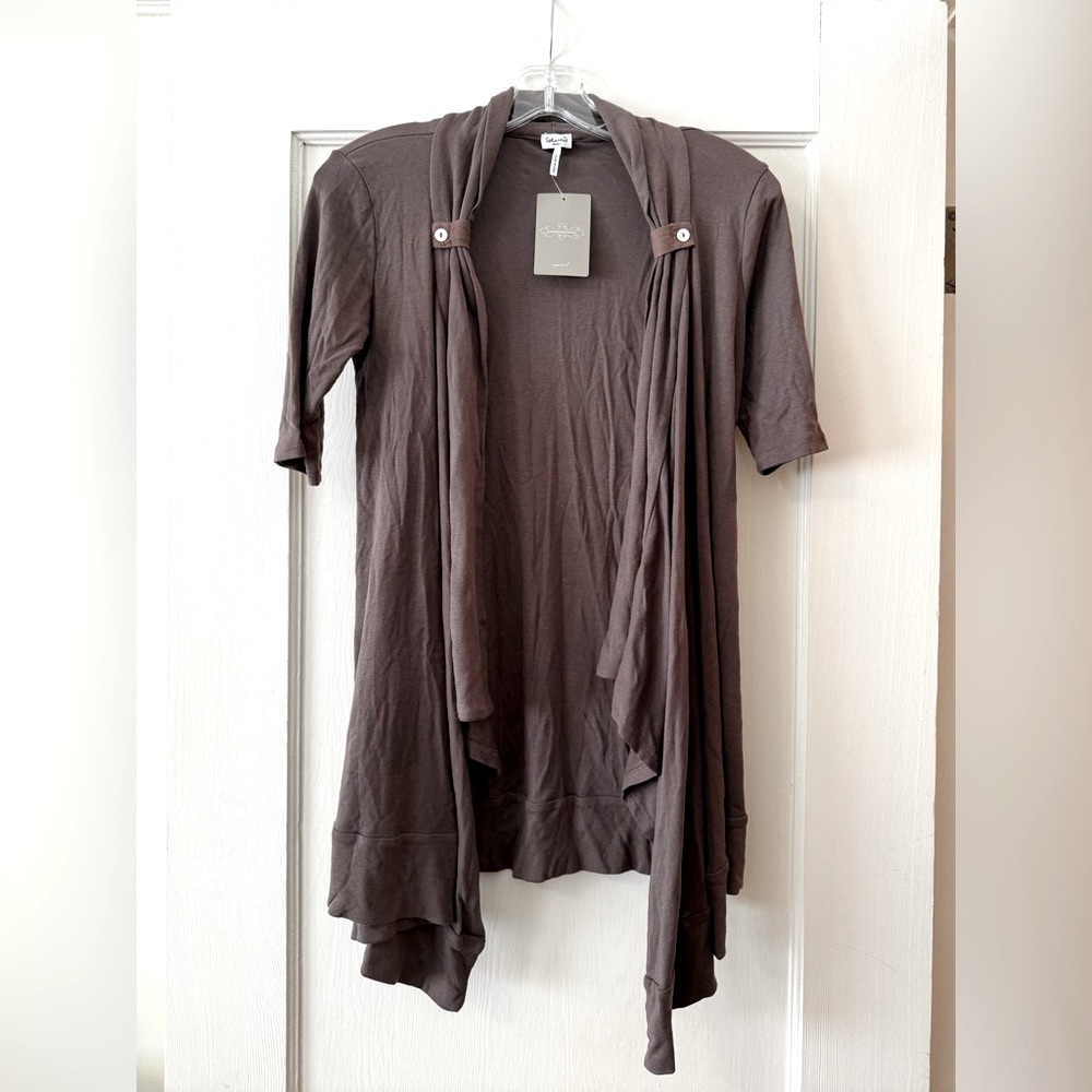 Anthropologie | Splendid Brown Short-Sleeved Draped Cardigan - Size S